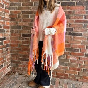 Mud Pie Cozy Plaid Poncho Wrap Scarf NWOT